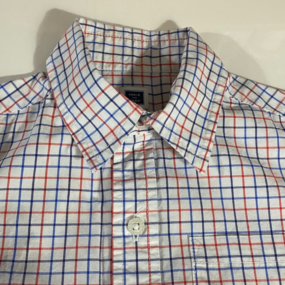 Janie and Jack Shirt, Cotton, Geometric, plaid, Sz 2T, Unisex, long sleeve - Picture 6 of 10